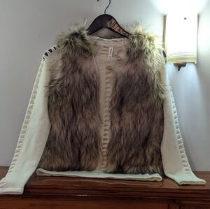 Ardene Faux Fur Vest with White Lining